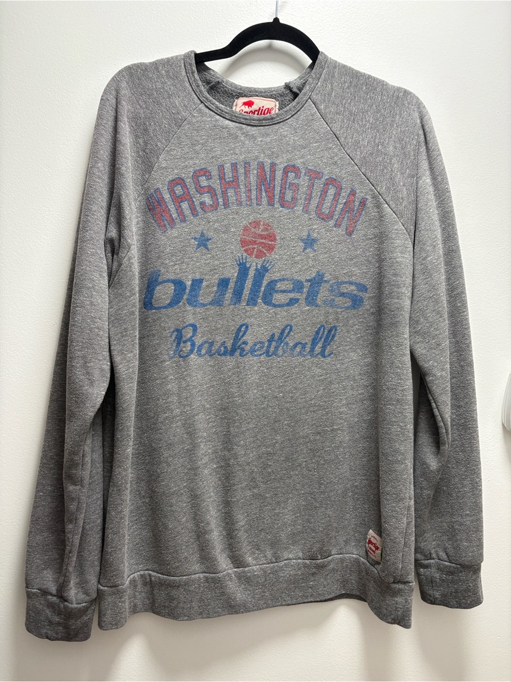 Washington Bullets Basketball Grey Vintage-Style Crewneck Sweatshirt Game-Day